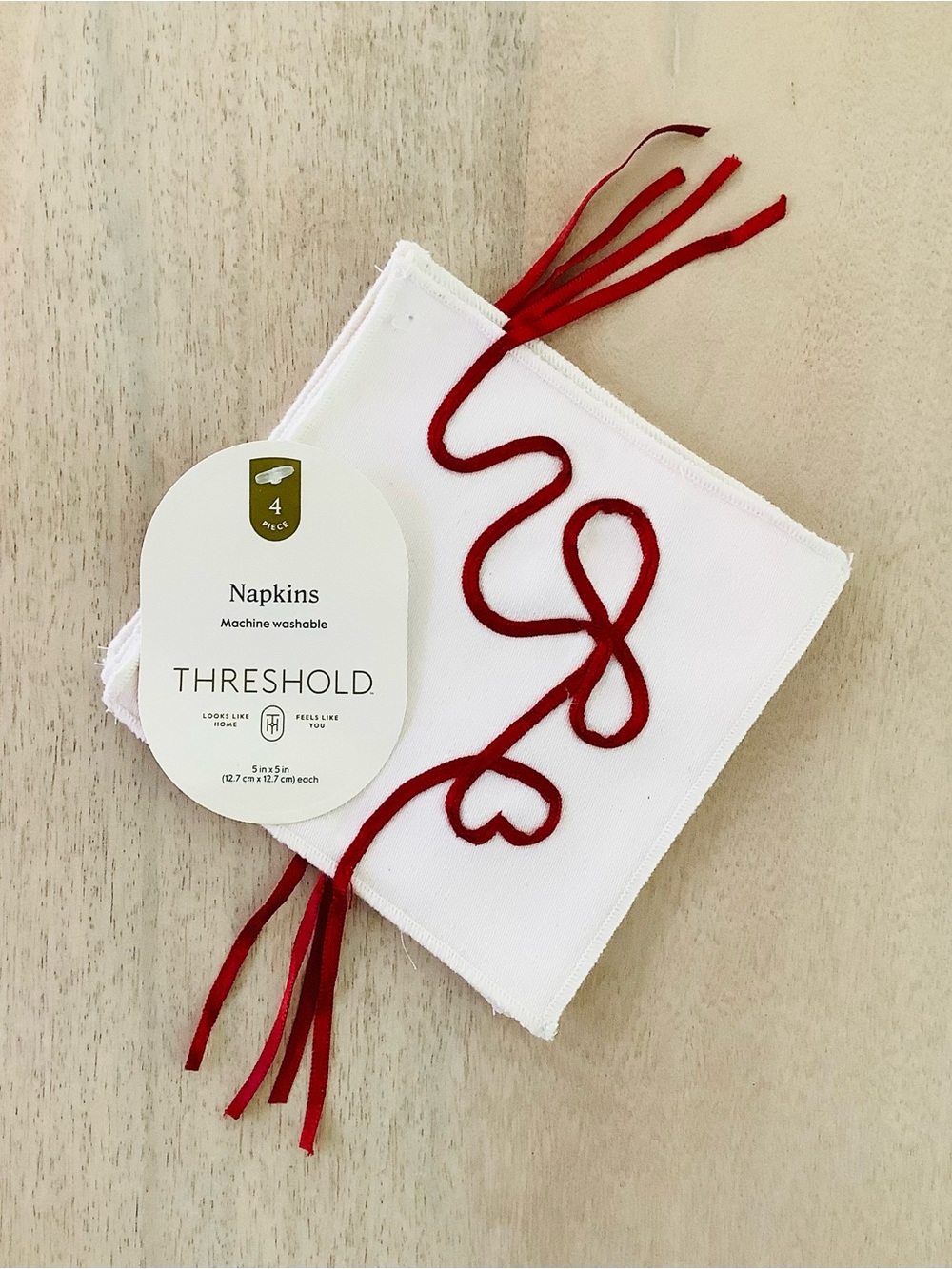 4pc Threshold Ribbon Loop Cocktail Napkins